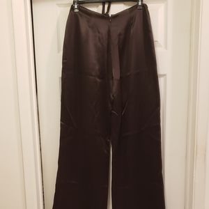 Heidi Weiser black 100% silk wide leg pants. Fully lined with 100% black silk